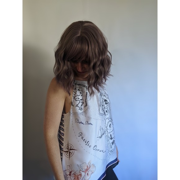 Pacific Ocean travel print. Halter top. WHBM sz M - Picture 6 of 11